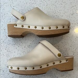 J. Crew Cream Leather Clogs